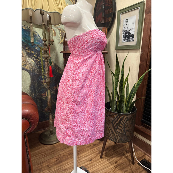 Lilly Pulitzer Strapless Dress Pink and White Size 0 - Picture 2 of 8